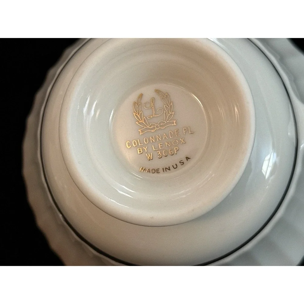 Lenox‎ Colonnade Platinum - 4 Tea Cups with Silver Trim - W306P